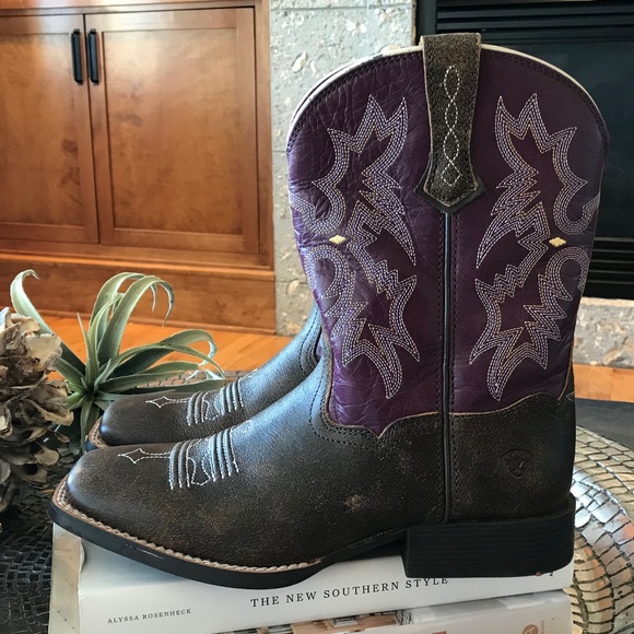 ARIAT 🐴 WESTERN PURPLE LEATHER COWGIRL BOOTS - Picture 5 of 14